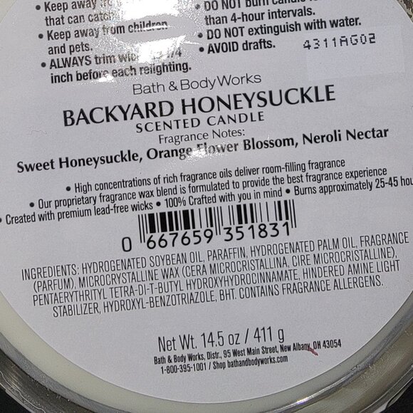 π Bath and Body Works Backyard Honeysuckle 3 Wick Scented Candle - Picture 2 of 2